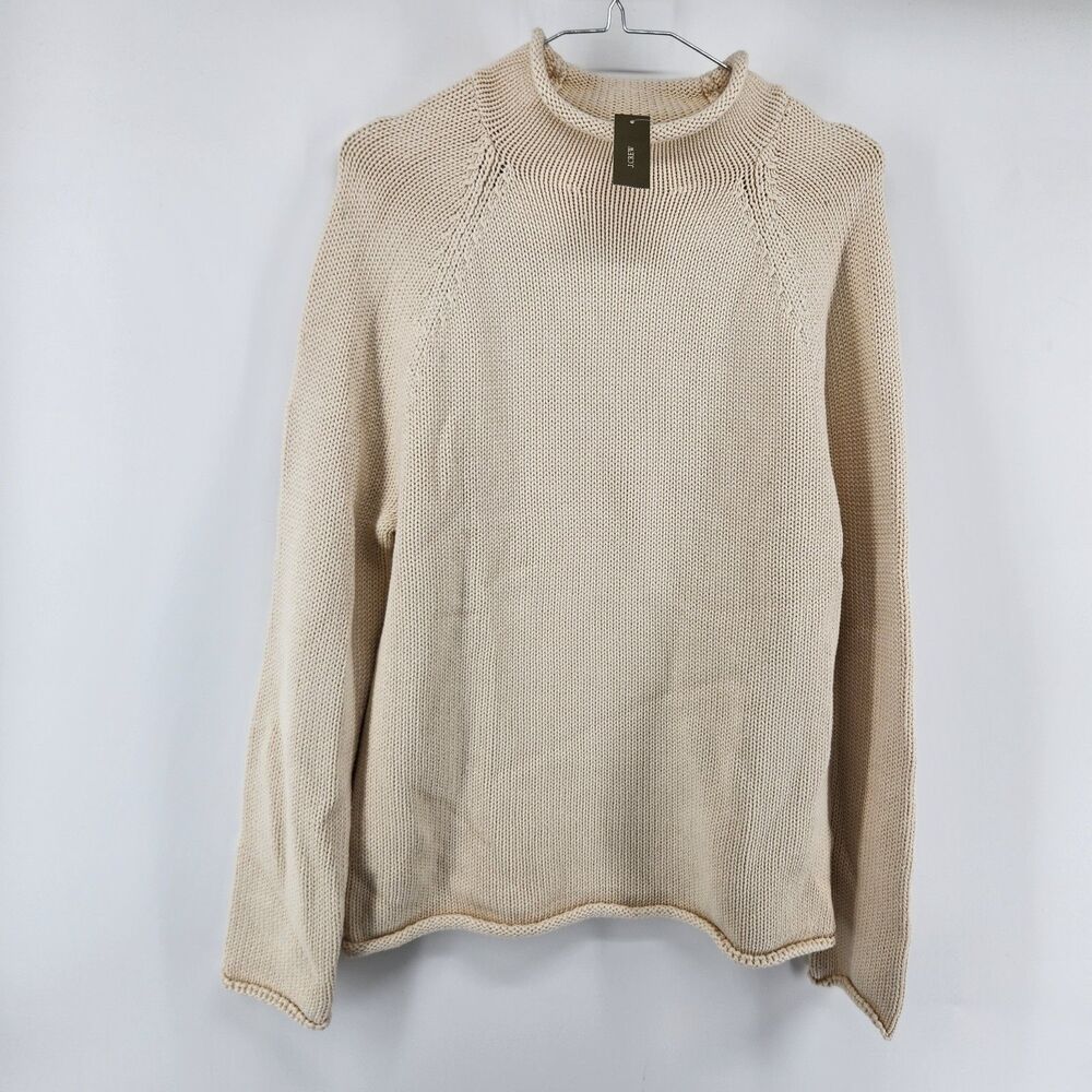 J Crew Sweater Mens XS Cream 1988 Rollneck Cotton Preppy Coastal BW186